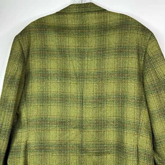 Vintage Hampton Heath Green Wool Plaid Blazer Jacket Size 44